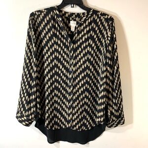 Chico’s black and Tan Chevron Print Tunic 2/$35